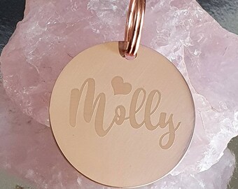 Stylish custom dog / cat ID tag,  rose gold, gold and silver