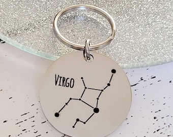 Star sign constellation keyring. With optional message on the back.