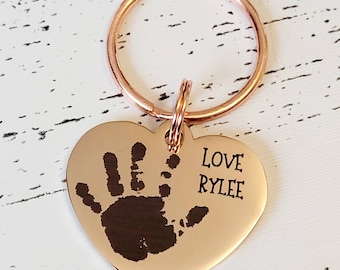 Actual handprint,  footprint or fingerprint keyring. From any photo.