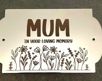 Bench / memorial / gate / door plaque with custom engraved design. 10x6cm or 8x3cm. 304 Steel.