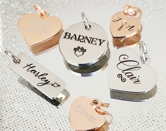 Jewellery makers engraved pendants. Personalised to order. Stainless steel.