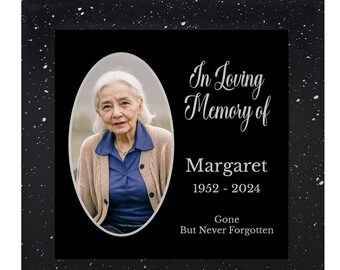 Personalised Photo Memorial Rose Bowl Grave Vase with Silver Lid | Custom In Loving Memory Flower Holder with Picture | Grave Marker Vase