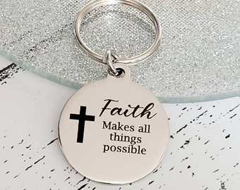 Faith, religion Keyring. With optional message on the back.