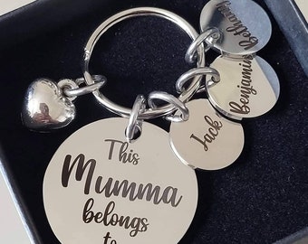 This Mumma belongs to... keyring,  Can be personalised to mummy, grandma etc.