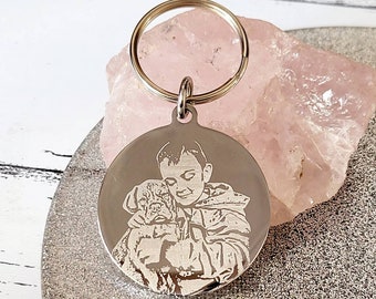 Actual photo keyring, engraved from any clear image.