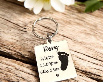 New baby actual footprint keyring gift.