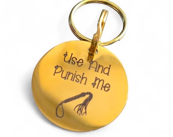 Adult Content – Custom Engraved Stainless Steel BDSM Token / Kinky Charm – 15mm, 20mm, 25mm, 30mm – Any Text & Symbol