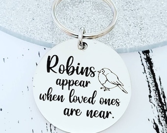 Robins appear - memorial Keyring. With optional message on the back.