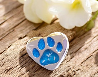 Cremation Ashes or Hair memorial paw charm to fit snake chain or pandora style bracelet. Engraved on the back. 40 colours to choose from.