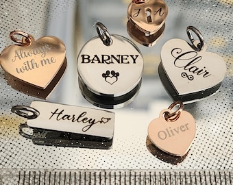 Jewellery makers engraved pendants. Personalised to order. Stainless steel.