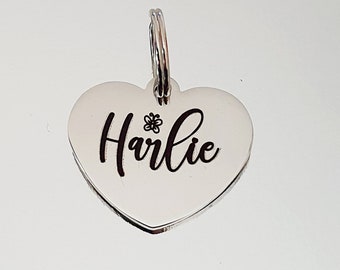 Pet tags laser engraved,  stainless steel heart available in rose gold,  silver and gold