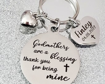 Christian godmother Keyring. With optional message on the back.