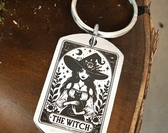 Witchcraft Tarot Card keyring. Can be personalised.