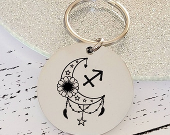 Star sign /zodiac symbol keyring. With optional message on the back.