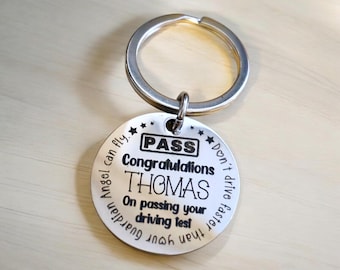 Passed Driving Test Keyring. Customised text With optional message on the back. PASS card add on.