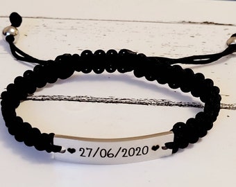 Unisex adjustable personalised adjustable bracelet,  any text can be engraved.