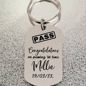 Passed Driving Test Keyring. Customised text With optional message on the back.