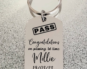 Passed Driving Test Keyring. Customised text With optional message on the back.