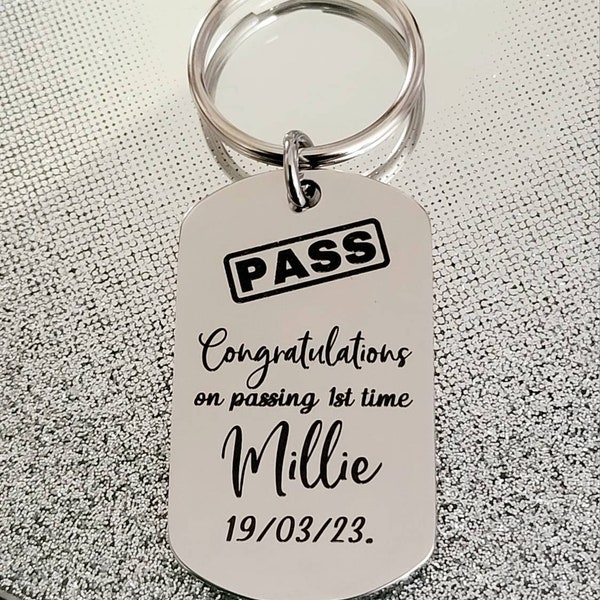 Passed Driving Test Keyring. Customised text With optional message on the back.