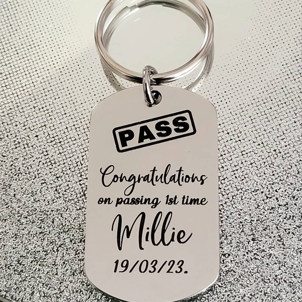thumbnail interactive-video image 1 of Personalised Driving Test Keyring - Silver Cabochon With Birthstone & Initial - Gift For New Driver 1 of 6