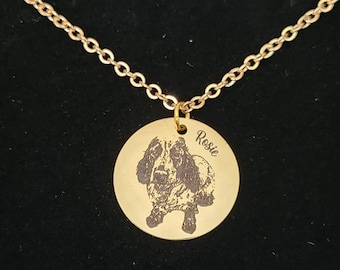 Laser Engraved photo 20mm pendant and necklace with gift box. Engraved from any clear image. Silver,  Rose Gold or Gold.