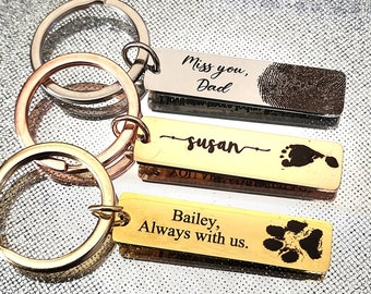 Actual footprint, paw print or fingerprint keyring. From any photo.