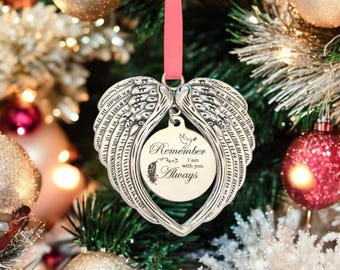 Beautiful Angel Wings Christmas Tree Decoration. Text or Photo of your loved one can be added