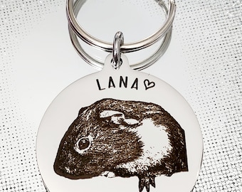 Actual photo keyring, from any photo. Guinea pig, hamster, rat, gerbil, pet gift.