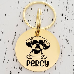 Shih Tzu Pet ID tags engraved, stainless steel laser engraved.