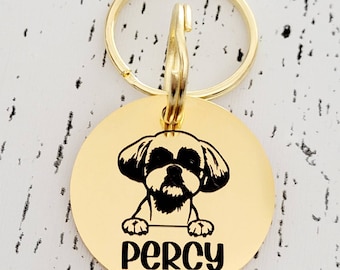 Shih Tzu Pet ID tags engraved, stainless steel laser engraved.