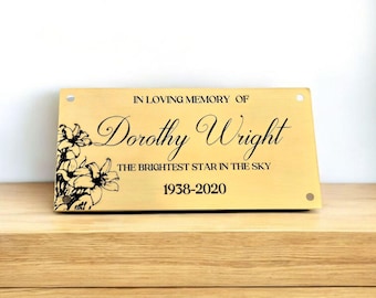 Custom Brass Memorial Plaque – Personalised Engraving | Brushed or Polished Finish | 100x50mm or 80x30mm