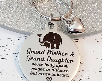 Mothers day, Grandmother and granddaughter keyring,  Can be personalised.