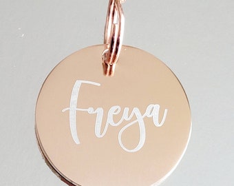 Pet tags laser engraved,  stainless steel available in rose gold, silver and gold.