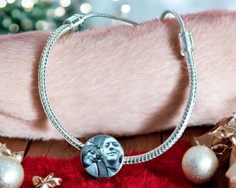 Pawprint, fingerprint,  handprint gift, engraved personalised European charm (fit pandora)