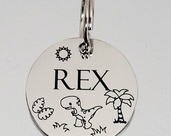 Tiny THEMED 20mm cat or puppy ID tags laser engraved,  stainless steel available in silver, gold and rose gold