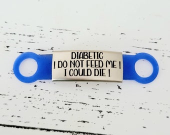 DIABETIC Please don't feed me! silicone and Steel pet ID tags, 4 colours to choose from. Laser engraved. Cat tag