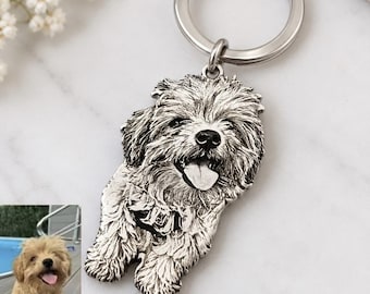 Actual photo laser cut keyring, from any photo. DOG, CAT, HUMANS.  Memorial gift, family gift, Engraved keyring.