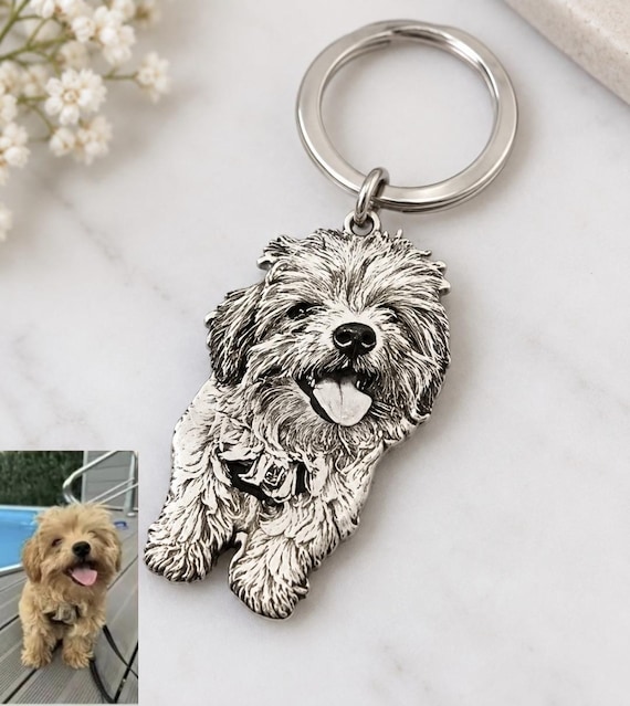 Actual photo laser cut keyring, from any photo. DOG, CAT, HUMANS.  Memorial gift, family gift, Engraved keyring.
