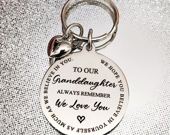 Granddaughter / Grandson keyring,  the back can be personalised.