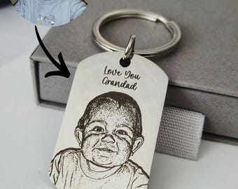 Laser Engraved photo keyring. Engraved from any clear image. Family photo, baby, children,  pet gift.