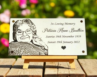 Custom Engraved, Real Photo Plaque for Bench| Memorial| Personalised Design| Memorial 304 Steel or Brass.