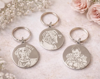 Actual photo keyring, engraved from any clear image.