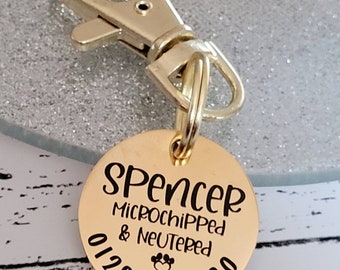 Microchipped and neutered pet ID tag,  Available in silver, gold, rose gold or black stainless Steel