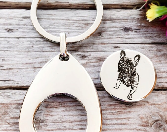 Featured listing image: Trolley token with actual photo keyring, engraved from any clear image.