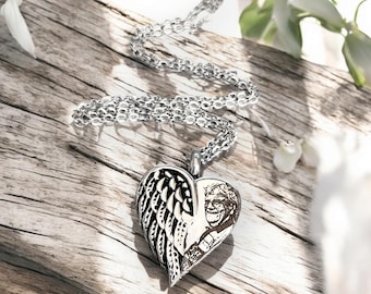 Laser Engraved photo Urn pendant and necklace with gift box. Engraved from any clear image