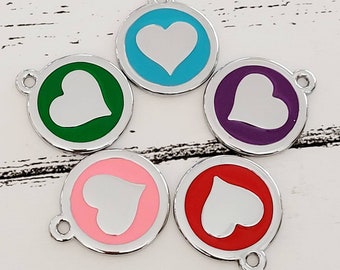 Quality coloured HEART dog or cat ID tag, laser engraved.