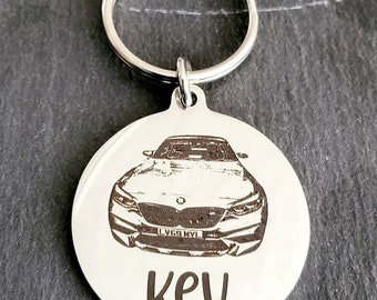 Laser Engraved photo keyring. Engraved from any clear image. Car gift