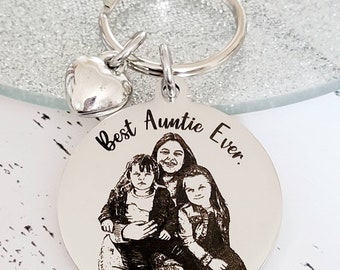 Best Auntie Laser Engraved photo keyring. Engraved from any clear image.