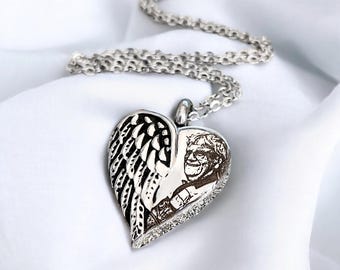 Laser Engraved photo Urn pendant and necklace with gift box. Engraved from any clear image.