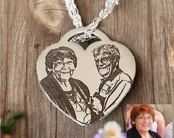 Laser Engraved photo necklace with gift box. Engraved from any clear image. Silver,  Rose Gold or Gold.